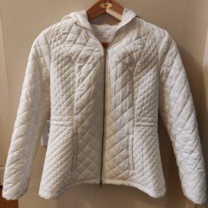 White New York & Company Women's Medium Quilted jacket hooded